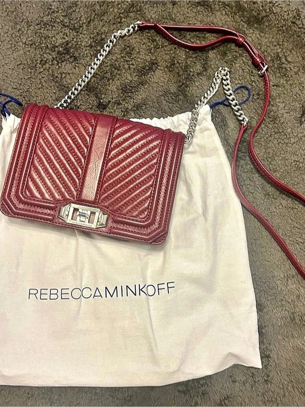 Rebecca Minkoff Chevron Quilted Small Love Crossbody - Pinot Noir